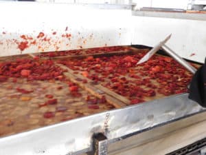 Sun Dried Tomato Processing - Scraping the Drying Trays